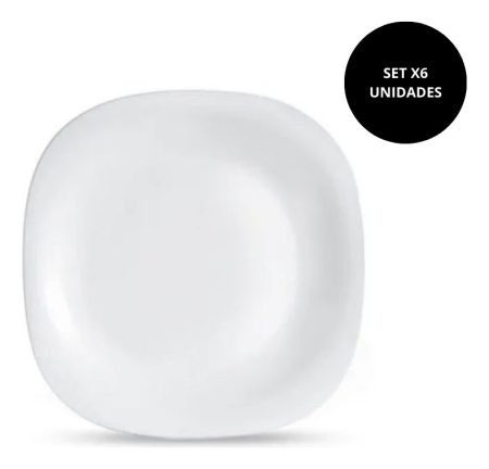 Set X6 Platos Cuadrado Playo Quadra 27.8 Cm - Vidrio Opal
