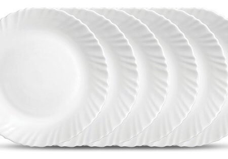 Set X6 Platos Postre Redondo 19 Cm Vidrio Opal Templado