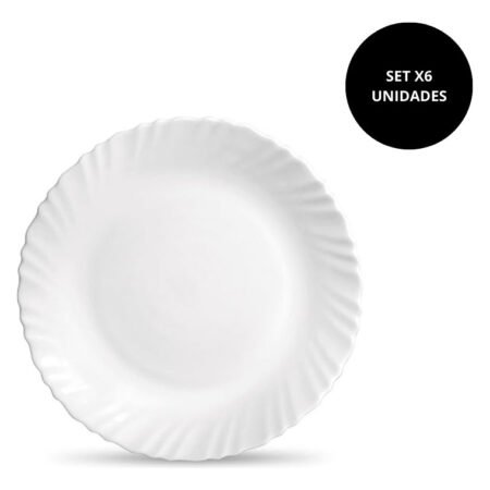 Set X6 Platos Playos Redondos Classique 25 Cm Vidrio