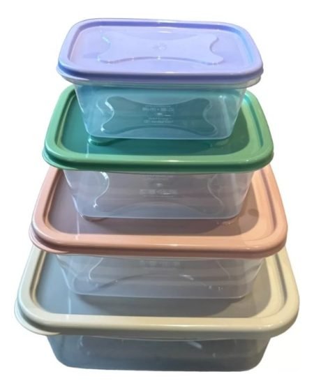 Set X4 Combo Contenedores Rectangulares Gemplast