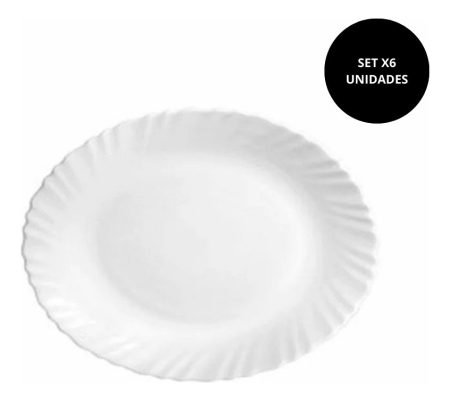 Set X6 Platos Oval Classique 33 Cm - Vidrio Templado Opal