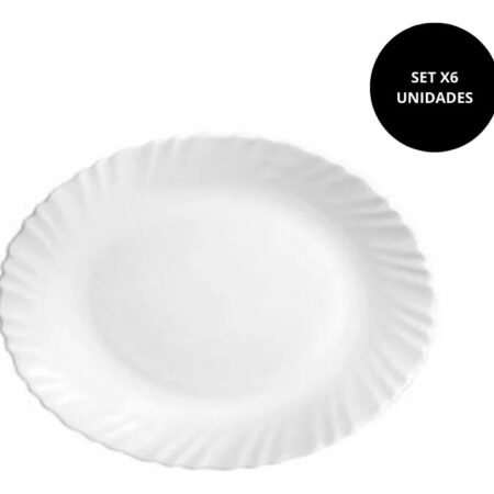 Set X6 Platos Oval Classique 33 Cm - Vidrio Templado Opal