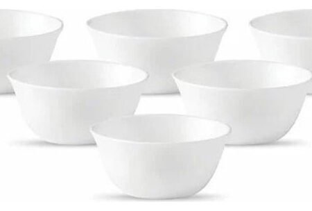 Set X6 Bowl Redondo Ivory 12cm Diámetro Vidrio Opal Templado