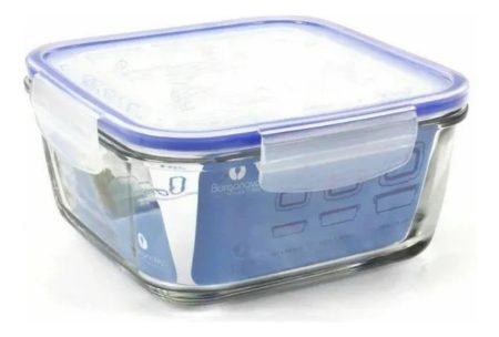 Contenedor Taper Hermético Vidrio Italiano Cuadrado Divisor
