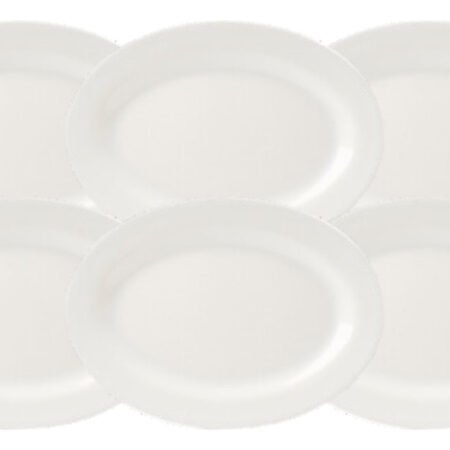 Set X6 Platos Oval Ivory 33 Cm Diámetro Vidrio Opal Templado