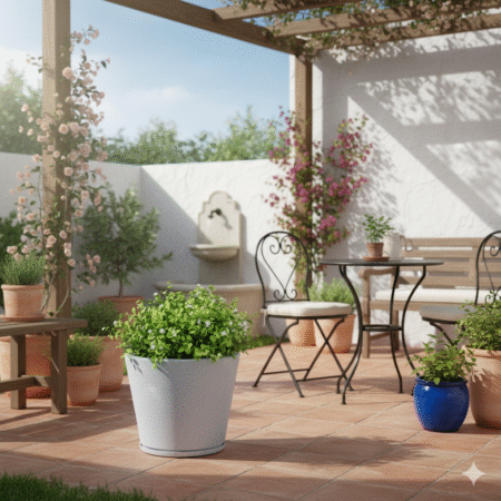 Maceta Floridis Rotomoldeada Cono 34x35cm Gris Claro + Plato