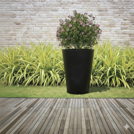 MACETA GENEBRA MARMORATO 38x57 NEGRO