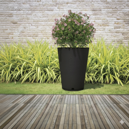 MACETA GENEBRA GRAFFIATO 38x57 GRIS GRANITO EFECTO PIEDRA