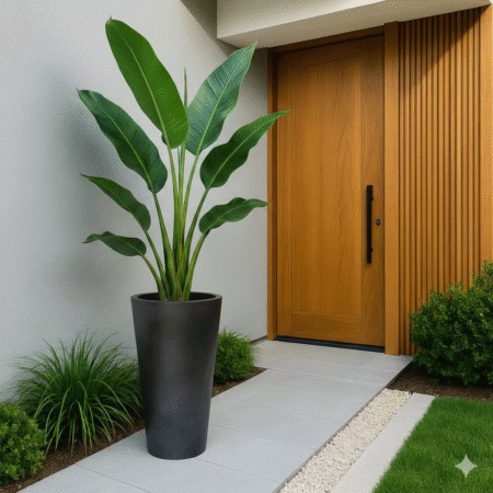 MACETA GENEBRA MARMORATO 40x80 NEGRO