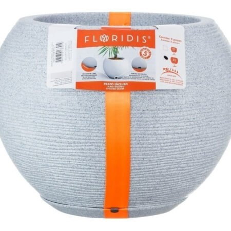 Maceta Esfera Florencia 32x32 Textura Sisal Piedra 32l Gris