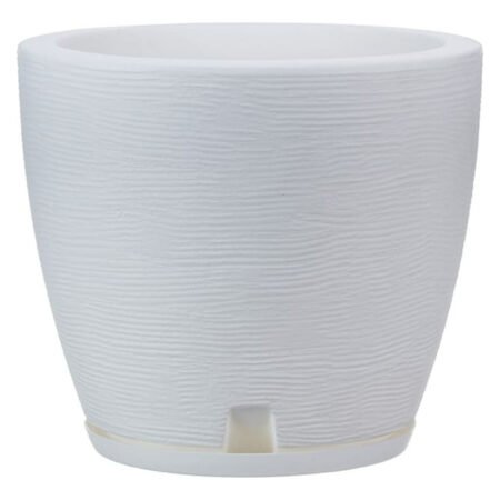 Maceta Amsterdam 27x28 Simil Piedra Rotomoldeada 17l Blanco
