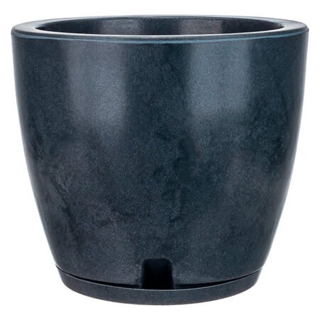 Maceta Amsterdam 27x28 Simil Mármol Rotomoldeada 17l Negro