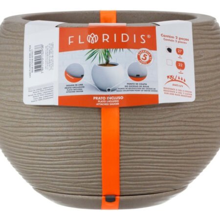 Maceta Esfera Florencia 27x24 Textura Sisal Piedra 15l Beige