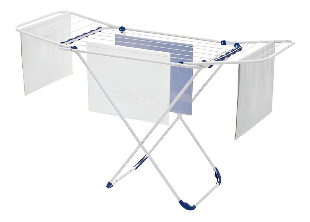 Tendedero De Acero Maxeb Búzios Con Alas Plegable 150x56x85 Cm Blanco