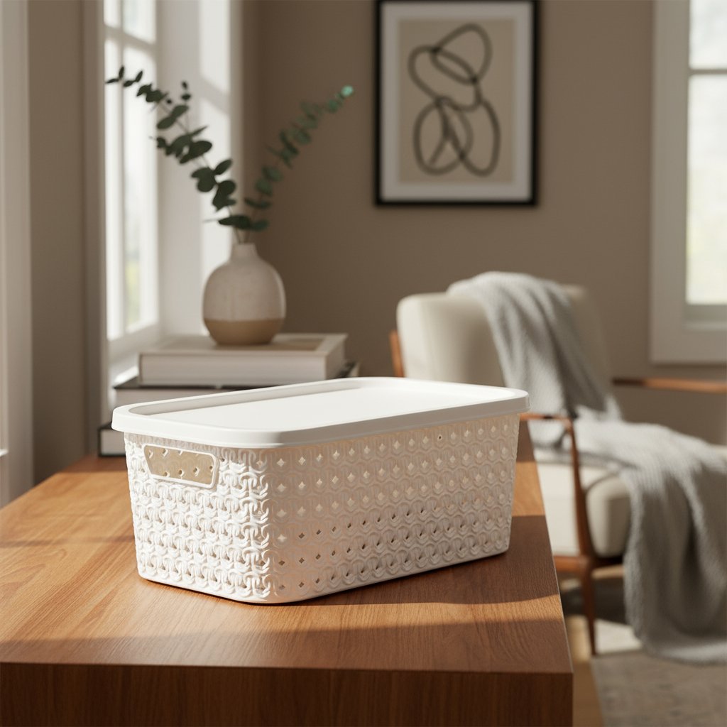Caja Organizadora Canasto Bosco Brescia 15 Con Tapa Apilable